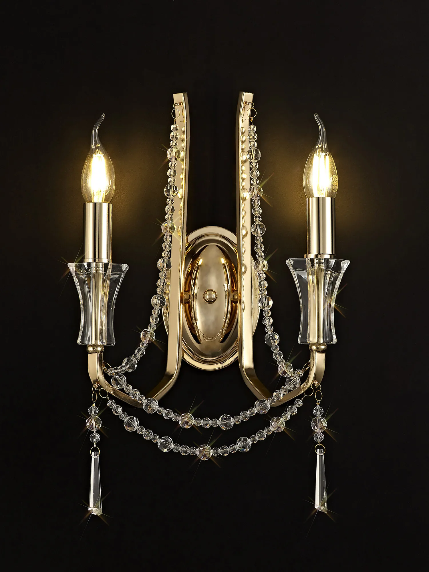 Armand French Gold Crystal Wall Lights Diyas Armed Wall Lights